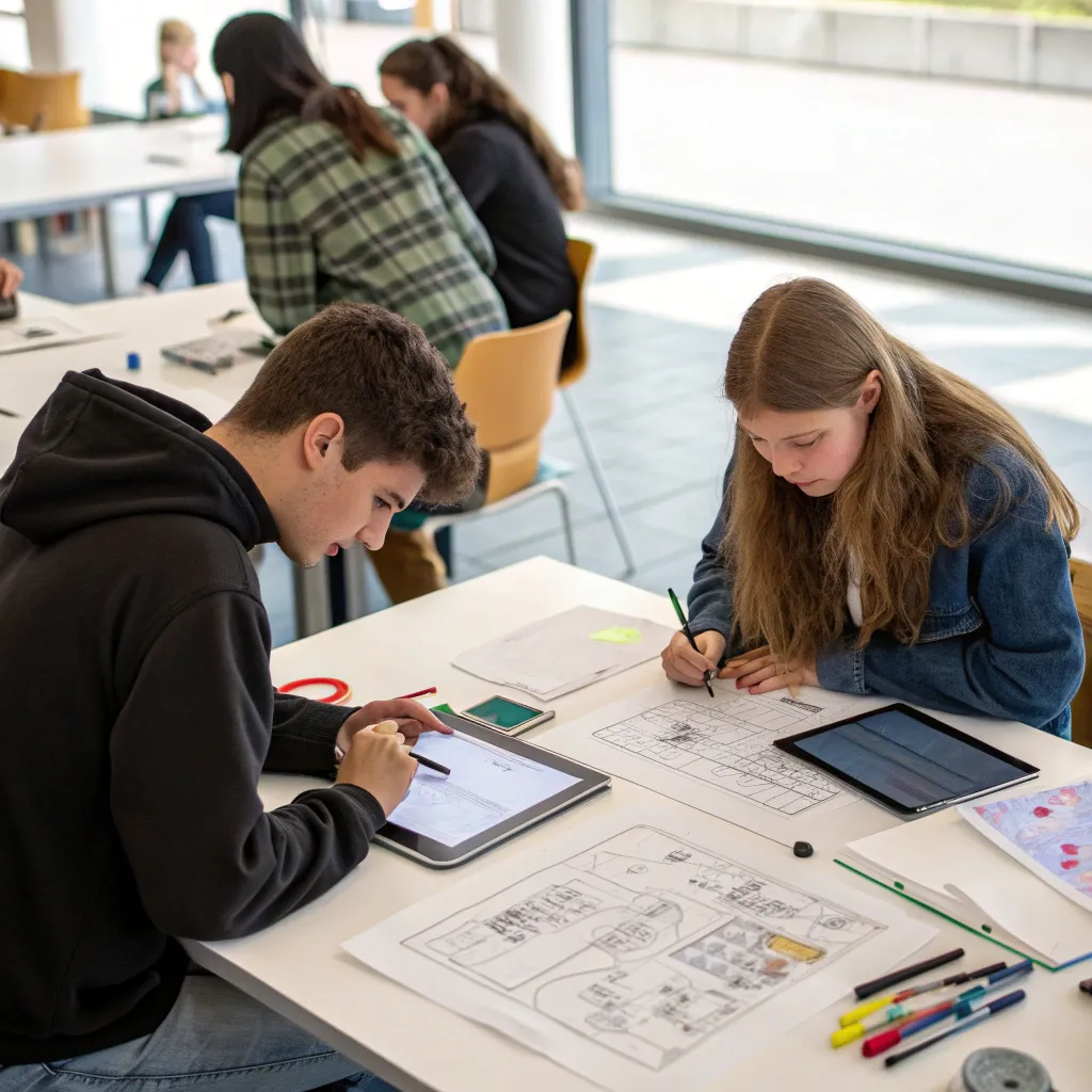 Creative students in a design workshop